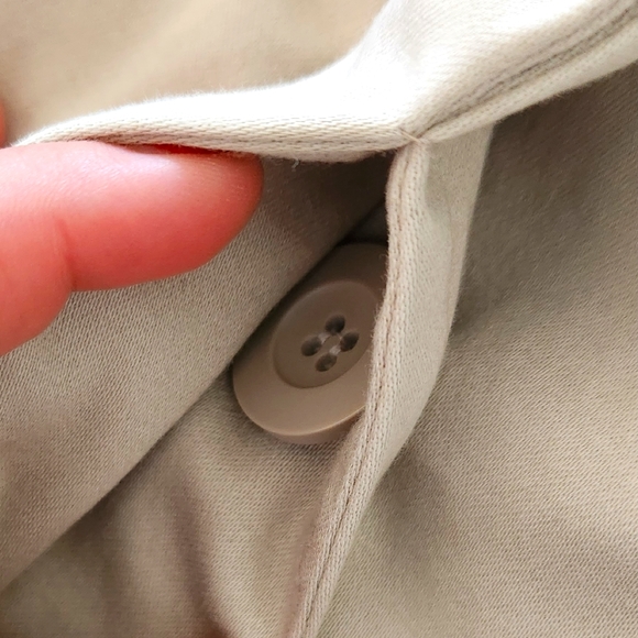 Beige Mid-Length Bell Sleeve Trench Coat with Rounded Neck & Waist Belt - Picture 10 of 16